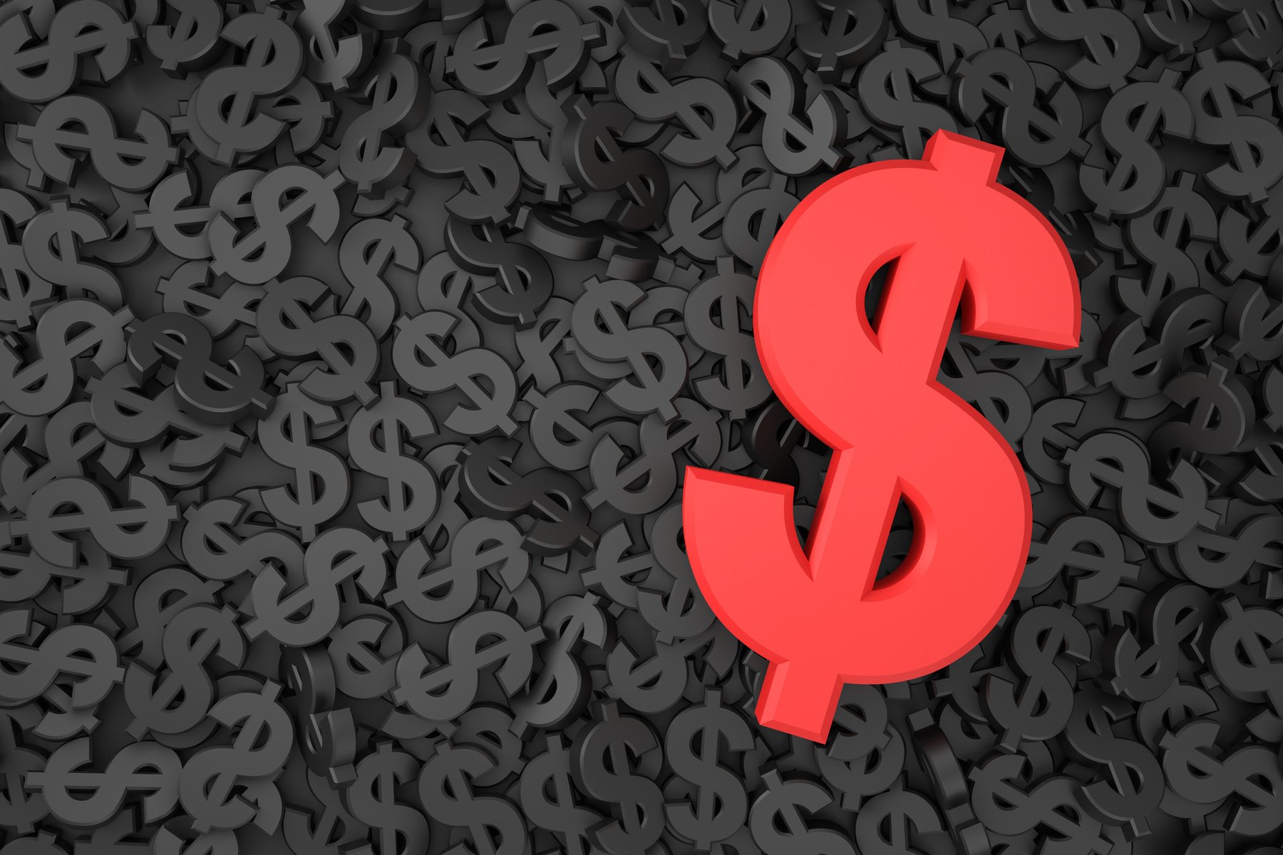 Dollar Sign Banner in Full frame 3D Rendering